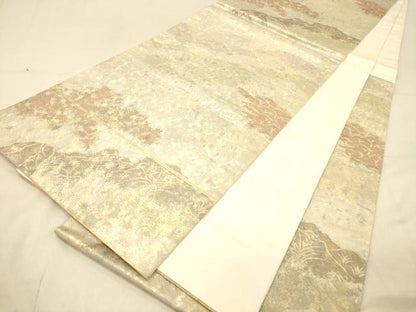 平和屋着物◎六通柄袋帯 風景文 霞文 金糸 引箔 正絹 逸品 DAAX6398jm