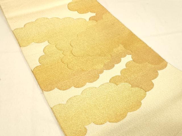 平和屋着物◎綴れ　太鼓柄袋帯　雲重ね文　金糸　正絹　逸品　DAAX6455jm