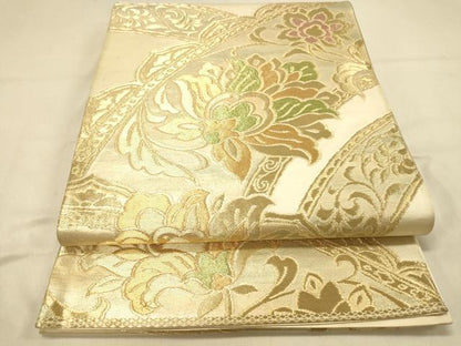 平和屋着物◎六通柄袋帯　更紗花文　金糸　正絹　逸品　DAAX6469jm