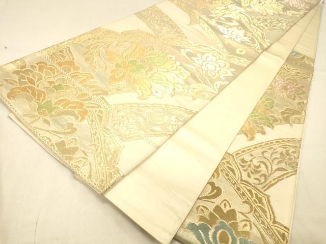 平和屋着物◎六通柄袋帯　更紗花文　金糸　正絹　逸品　DAAX6469jm