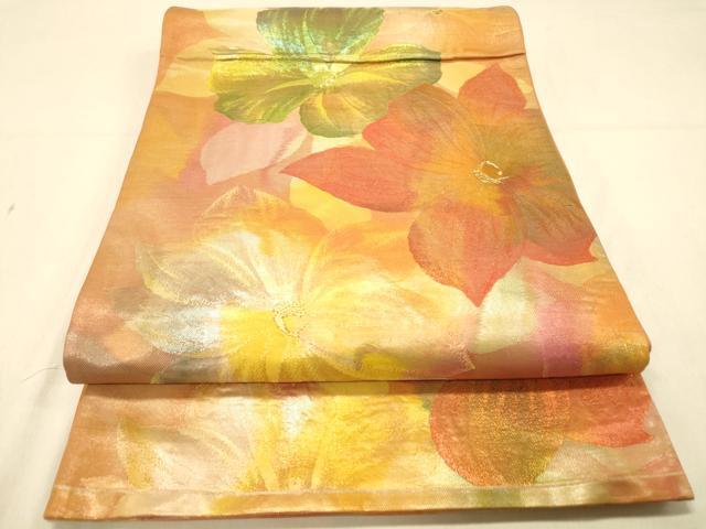 平和屋着物◎六通柄袋帯　舞花文　金糸　正絹　逸品　DAAX6476jm