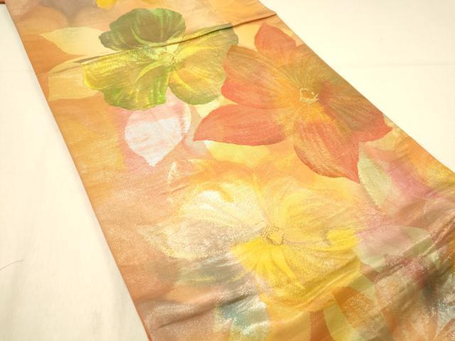 平和屋着物◎六通柄袋帯　舞花文　金糸　正絹　逸品　DAAX6476jm