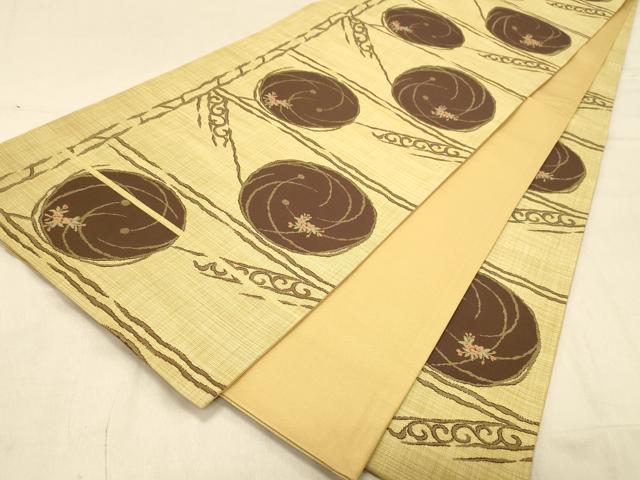 平和屋着物◎六通柄袋帯　翔織　横段花丸文　正絹　逸品　DAAX6477jm