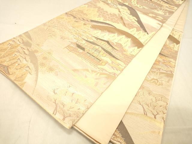 平和屋着物◎六通柄袋帯　風景文　金糸　正絹　逸品　DAAX6481jm