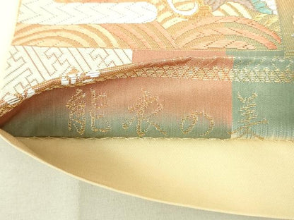 平和屋着物◎六通柄袋帯　唐織　鴛鴦花文　能衣の美　金糸　正絹　逸品　DAAX7207xg
