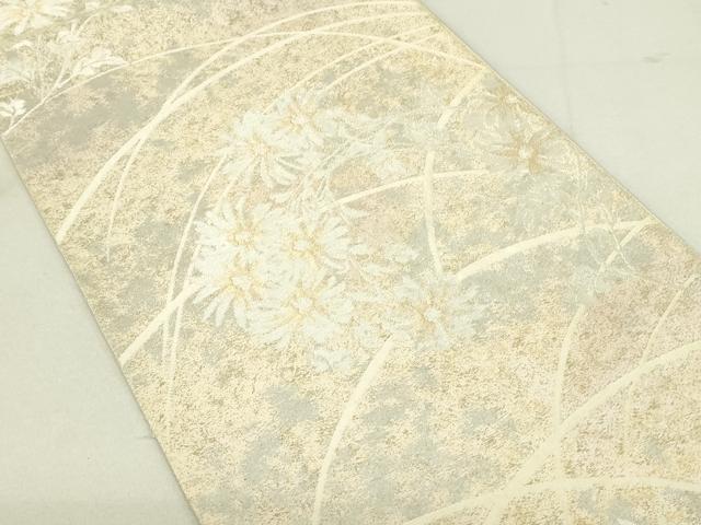 平和屋着物◎西陣　服部織物謹製　六通柄袋帯　こはく錦　草花文　金銀糸　正絹　逸品　DAAX7213qp