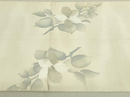 平和屋着物◎六通柄袋帯　総刺繍　枝花文　銀糸　正絹　逸品　DAAX7226qp