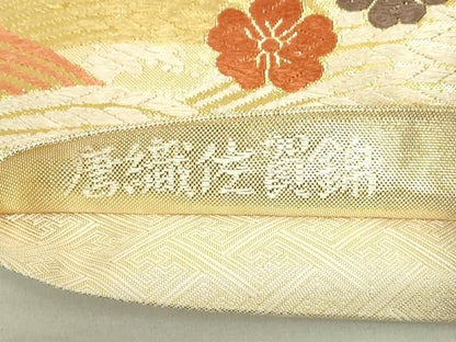 平和屋着物◎佐賀錦　六通柄袋帯　唐織　能衣流波文　金糸　正絹　逸品　DAAX7326qp