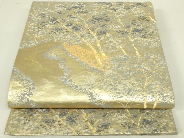 平和屋着物◎六通柄袋帯　京名所　光悦寺　樹林文　金糸　正絹　逸品　DAAX7402qp