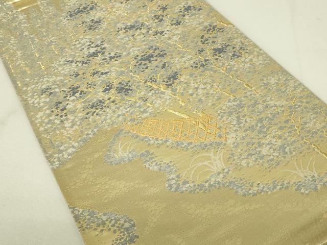 平和屋着物◎六通柄袋帯　京名所　光悦寺　樹林文　金糸　正絹　逸品　DAAX7402qp