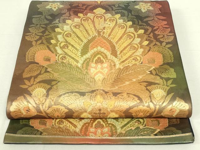 平和屋着物◎六通柄袋帯 更紗花鳥文 金糸 正絹 逸品 DAAX7486qp