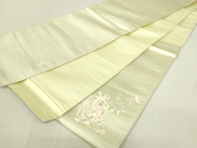 平和屋着物◎西陣 太鼓柄袋帯 総刺繍 組紐花文 銀糸 正絹 逸品 DAAX7506qp