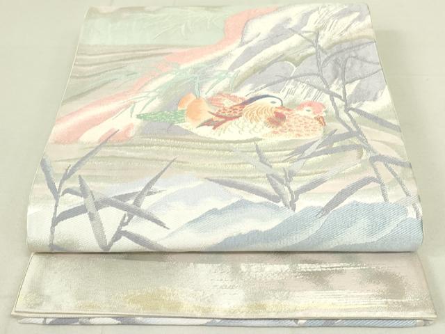 平和屋着物◎六通柄袋帯 唐織 流水鴛鴦文 金銀糸 正絹 逸品 DAAX7512qp