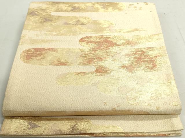 平和屋着物◎六通柄袋帯　箔散らしエ霞文　彩匠つづれ　金糸　正絹　逸品　DAAX7667qa