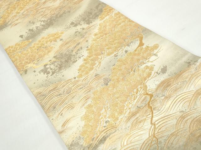 平和屋着物◎六通柄袋帯　枝松文　金糸　正絹　逸品　DAAX7811qa