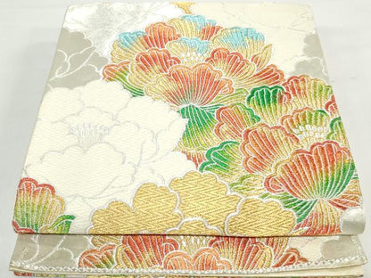 平和屋着物◎六通柄袋帯　唐織　花尽くし　金銀糸　正絹　逸品　DAAX7814qa