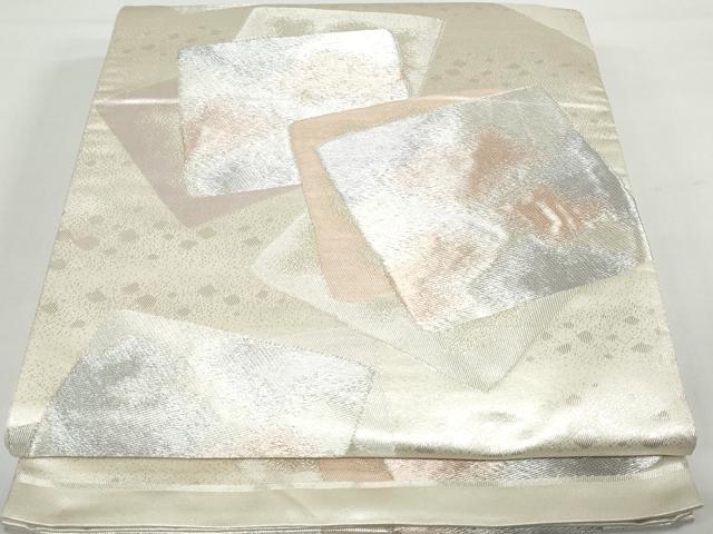 平和屋着物◎六通柄袋帯　重ね地紙紋　銀糸　正絹　逸品　DAAX7822qa