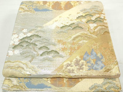 平和屋着物◎六通柄袋帯　風雅山水景観　秀峰　金銀糸　正絹　逸品　DAAX7827qa