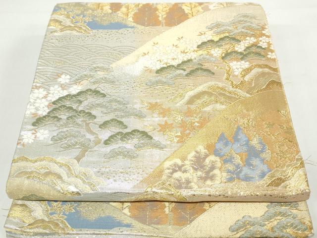 平和屋着物◎六通柄袋帯　風雅山水景観　秀峰　金銀糸　正絹　逸品　DAAX7827qa