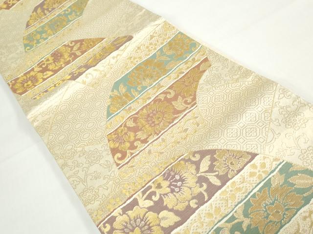 平和屋着物◎六通柄袋帯　地紙更紗花文　金糸　正絹　逸品　DAAX7829qa