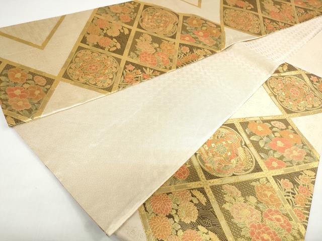 平和屋着物◎六通柄袋帯　天井鳳凰花文　金糸　正絹　逸品　DAAX7874qa