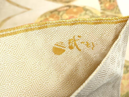 平和屋着物◎六通柄袋帯　天井鳳凰花文　金糸　正絹　逸品　DAAX7874qa