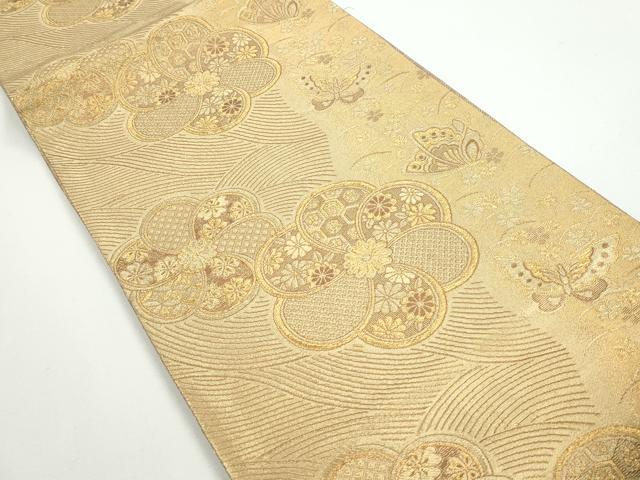 平和屋着物◎六通柄袋帯　花蝶文　金糸　正絹　逸品　DAAX7928qa