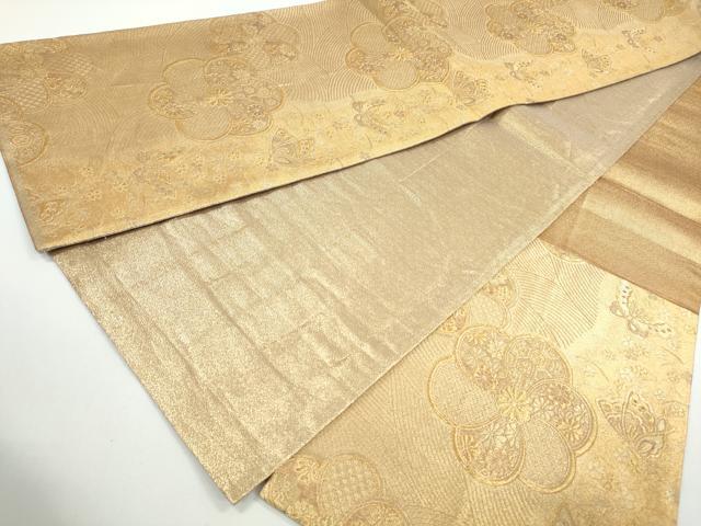 平和屋着物◎六通柄袋帯　花蝶文　金糸　正絹　逸品　DAAX7928qa