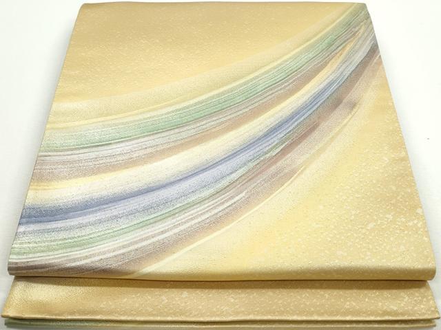 平和屋着物◎六通柄袋帯　幾何学霞文　正絹　逸品　DAAX7939qa