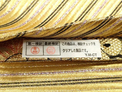 平和屋着物◎両面　全通柄袋帯　立波舞花文　黒地　金糸　正絹　逸品　DAAX7976qa