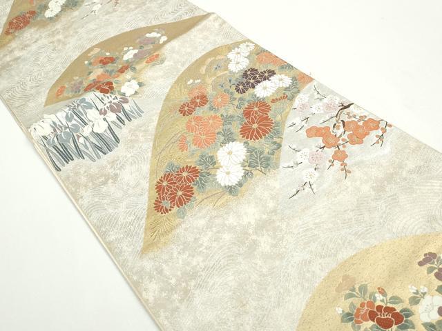 平和屋着物◎六通柄袋帯　唐織　立波枝梅花文　金銀糸　正絹　逸品　DAAX7980qa