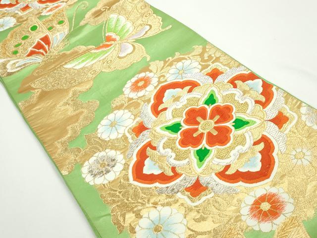平和屋着物◎六通柄袋帯　唐織　舞蝶文　正倉院花文　金銀糸　正絹　逸品　DAAX7985qa