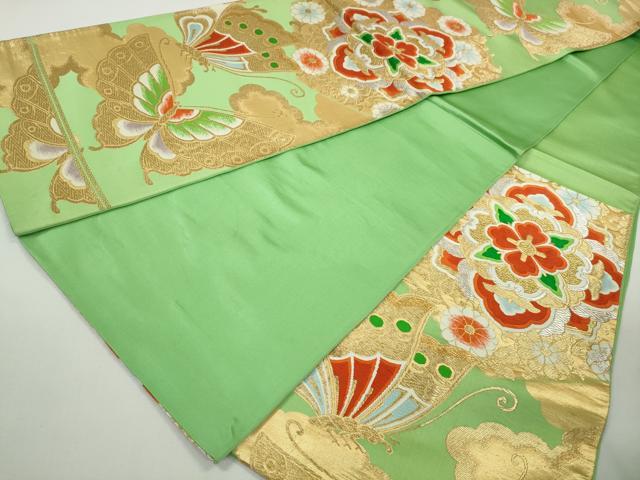 平和屋着物◎六通柄袋帯　唐織　舞蝶文　正倉院花文　金銀糸　正絹　逸品　DAAX7985qa