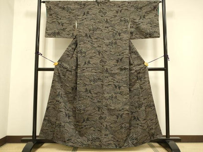 平和屋着物■上質な紬　風景文　正絹　逸品　DAAX8390du