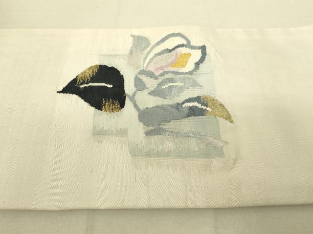 平和屋着物●九寸名古屋帯　枝花文　金糸　正絹　逸品　DAAX8414du