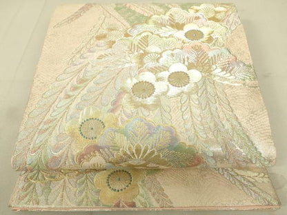 平和屋着物●六通柄袋帯 花松文 金銀糸 正絹 逸品 DAAX8452du