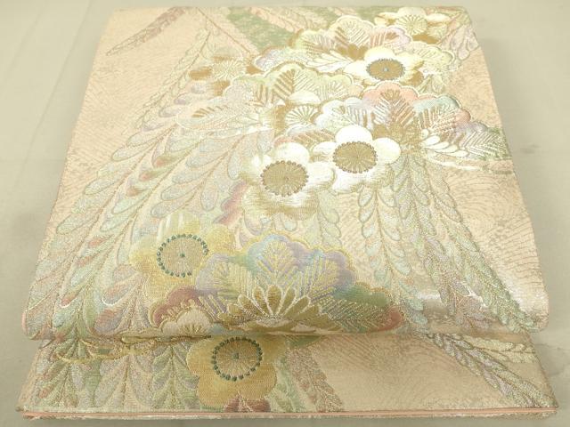 平和屋着物●六通柄袋帯 花松文 金銀糸 正絹 逸品 DAAX8452du