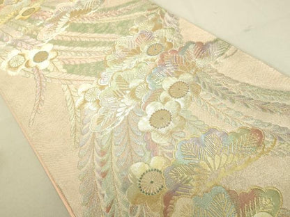 平和屋着物●六通柄袋帯 花松文 金銀糸 正絹 逸品 DAAX8452du