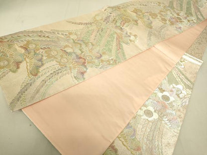 平和屋着物●六通柄袋帯 花松文 金銀糸 正絹 逸品 DAAX8452du