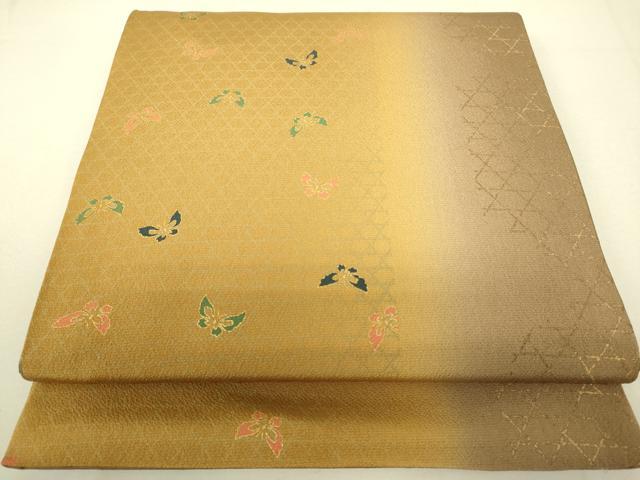 平和屋着物●全通柄袋帯　舞蝶間道　金彩　正絹　逸品　DAAX8461du