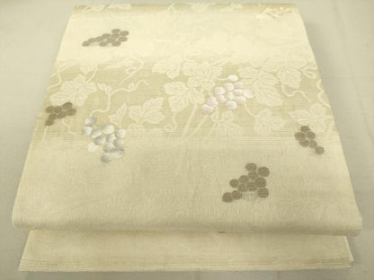 平和屋着物▽六通柄袋帯 スリーシーズン 春夏秋 葡萄蔦の葉文 正絹 逸品 DAAX8463du