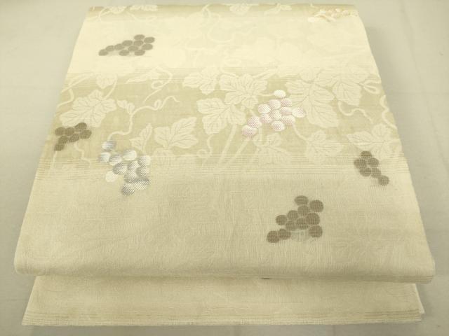 平和屋着物▽六通柄袋帯 スリーシーズン 春夏秋 葡萄蔦の葉文 正絹 逸品 DAAX8463du