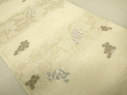 平和屋着物▽六通柄袋帯 スリーシーズン 春夏秋 葡萄蔦の葉文 正絹 逸品 DAAX8463du