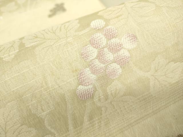 平和屋着物▽六通柄袋帯 スリーシーズン 春夏秋 葡萄蔦の葉文 正絹 逸品 DAAX8463du