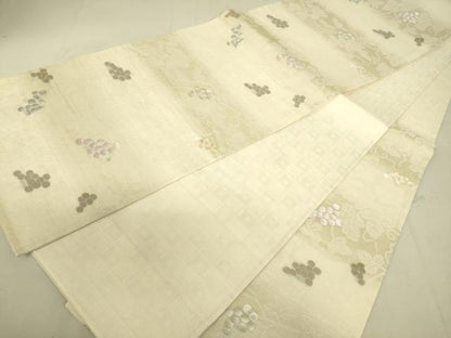 平和屋着物▽六通柄袋帯 スリーシーズン 春夏秋 葡萄蔦の葉文 正絹 逸品 DAAX8463du