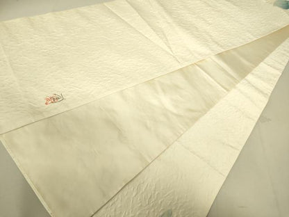 平和屋着物●太鼓柄袋帯　作家物　ふくれ織　草花文　正絹　逸品　DAAX8467du