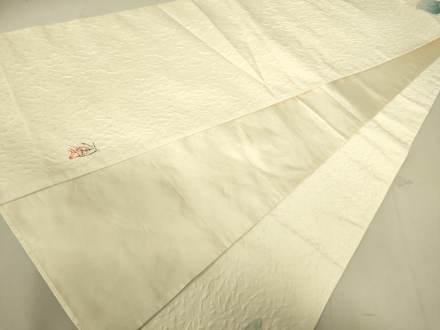 平和屋着物●太鼓柄袋帯　作家物　ふくれ織　草花文　正絹　逸品　DAAX8467du