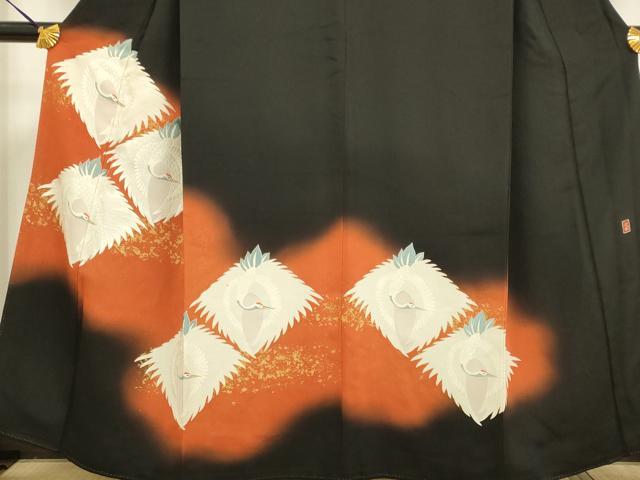 平和屋着物■中国三大刺繍 相良刺繍 作家物 鶴菱文 暈し染め 金彩 正絹 逸品 DAAX8488du