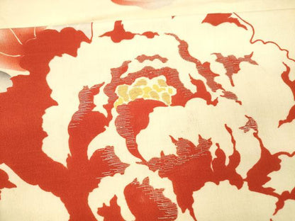 平和屋着物●アンティーク　大正ロマン　全通柄　京袋帯　引き抜き帯　駒刺繍　草花文　銀糸　正絹　逸品　DAAX8521cm