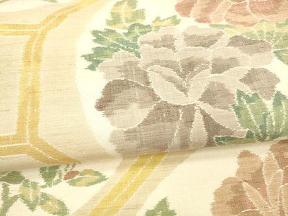平和屋着物●全通柄袋帯　小千谷紬　草花文　正絹　逸品　DAAX8522cm